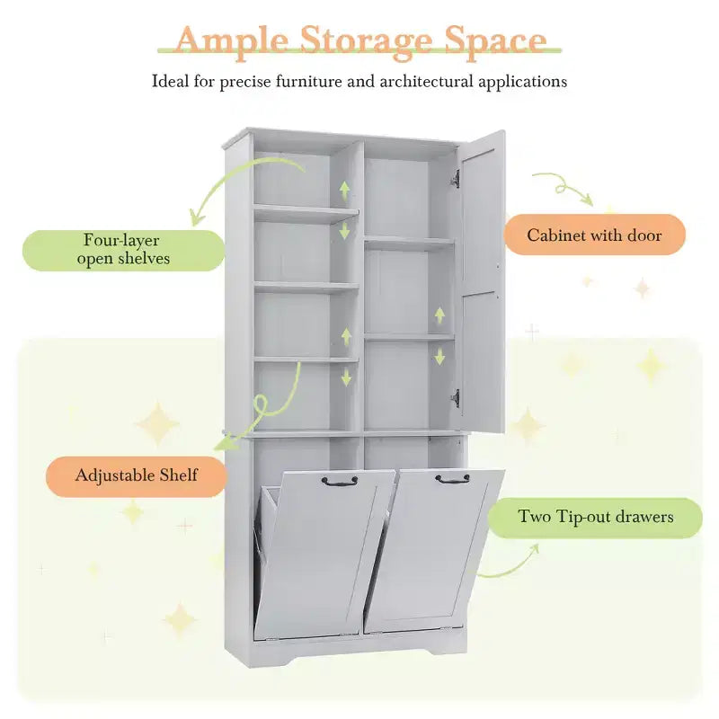 Grande armoire de rangement autonome Sharp avec étagères réglables et portes