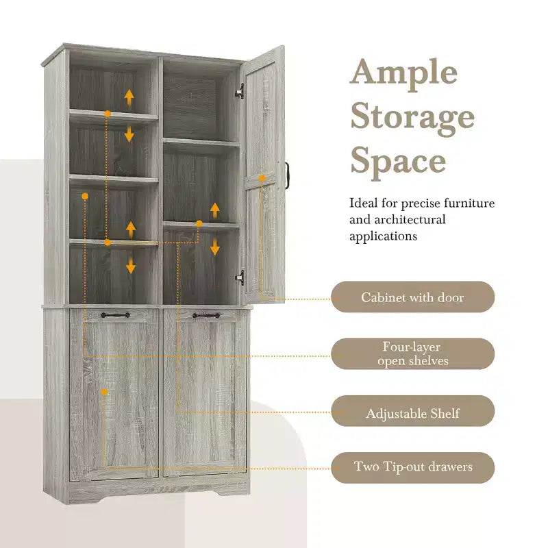 Grande armoire de rangement autonome Sharp avec étagères réglables et portes