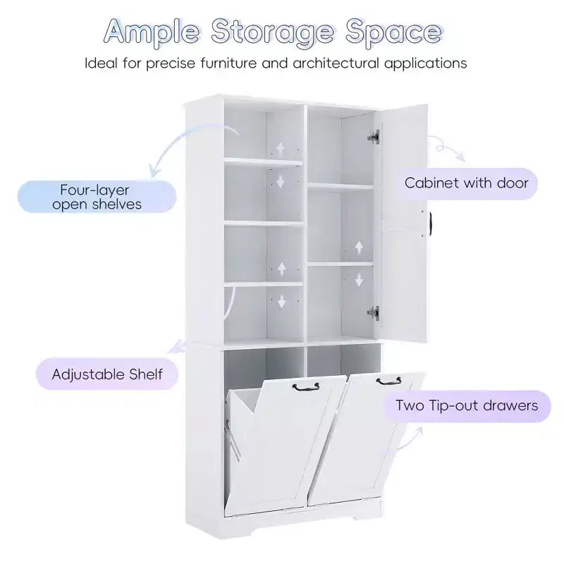 Grande armoire de rangement autonome Sharp avec étagères réglables et portes