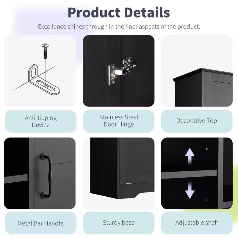 Grande armoire de rangement autonome Sharp avec étagères réglables et portes