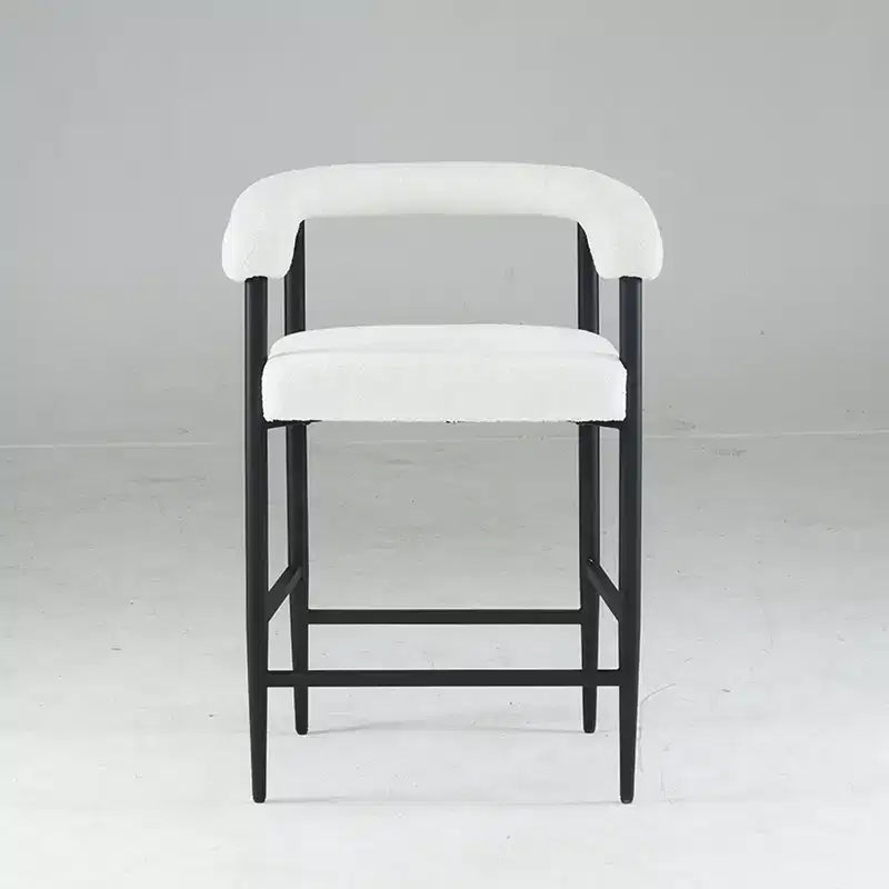 Tabourets de bar modernes, chaises de comptoir rembourrées avec tissu bouclé et cadre en métal, chaises de bar îlot de cuisine pour salle à manger
