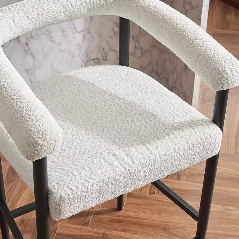 Tabourets de bar modernes, chaises de comptoir rembourrées avec tissu bouclé et cadre en métal, chaises de bar îlot de cuisine pour salle à manger