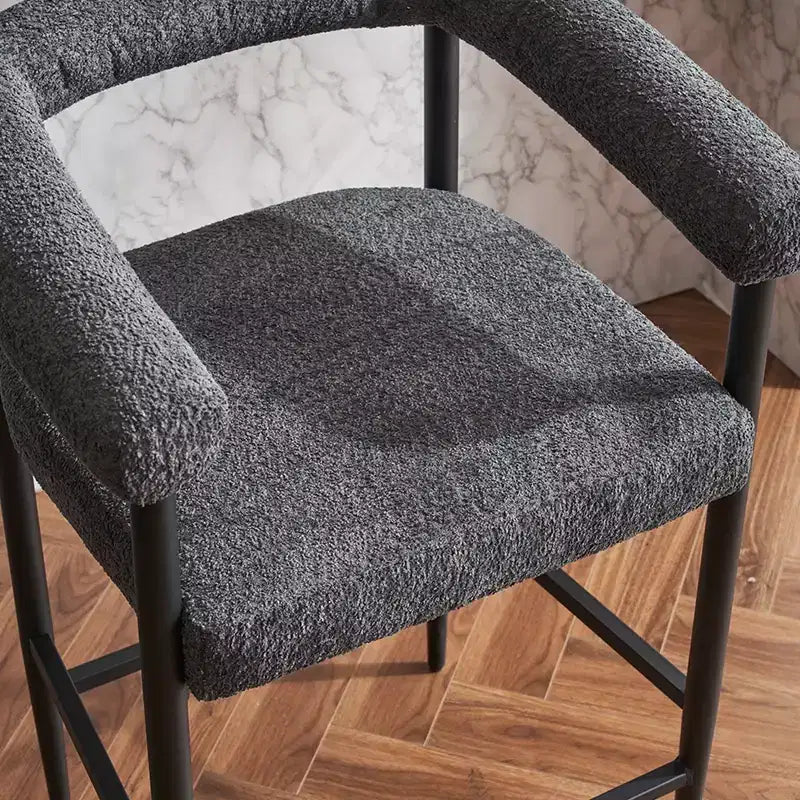 Tabourets de bar modernes, chaises de comptoir rembourrées avec tissu bouclé et cadre en métal, chaises de bar îlot de cuisine pour salle à manger
