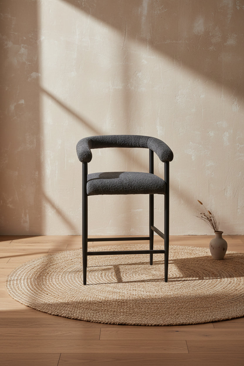 Tabourets de bar modernes, chaises de comptoir rembourrées avec tissu bouclé et cadre en métal, chaises de bar îlot de cuisine pour salle à manger