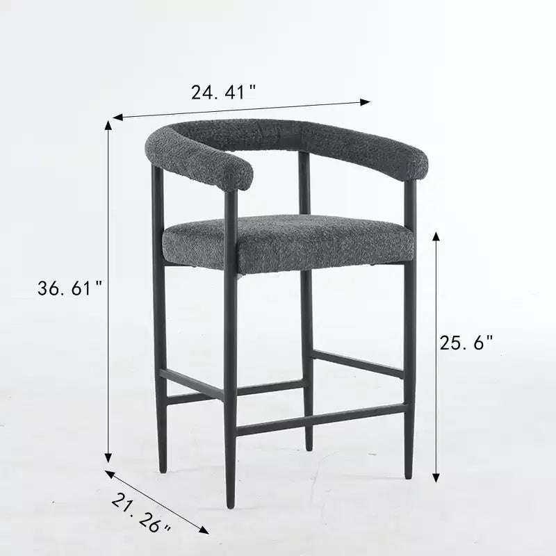 Tabourets de bar modernes, chaises de comptoir rembourrées avec tissu bouclé et cadre en métal, chaises de bar îlot de cuisine pour salle à manger