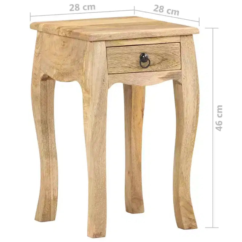 Table de chevet en bois de manguier massif naturel, armoire de chevet compacte