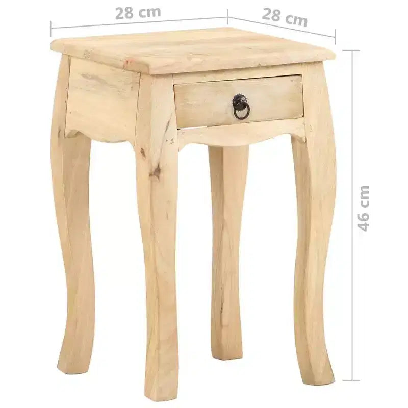 Table de chevet en bois de manguier massif naturel, armoire de chevet compacte