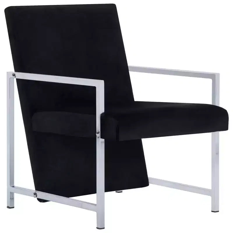 Fauteuil avec pieds chromés Velours noir