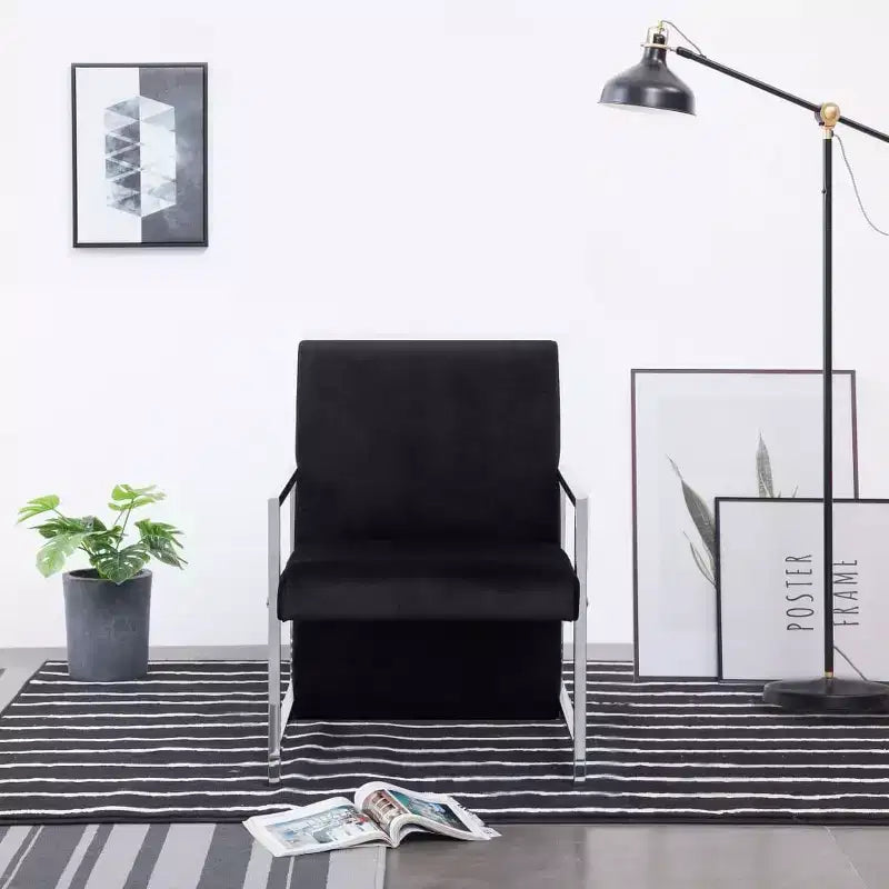 Fauteuil avec pieds chromés Velours noir