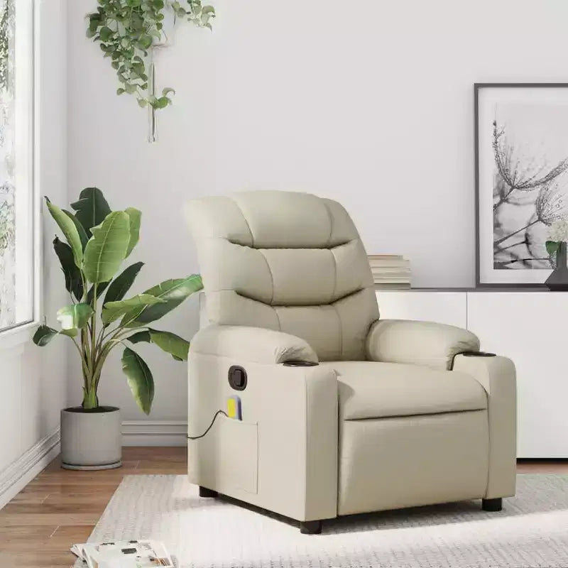 Fauteuil inclinable de massage en similicuir noir