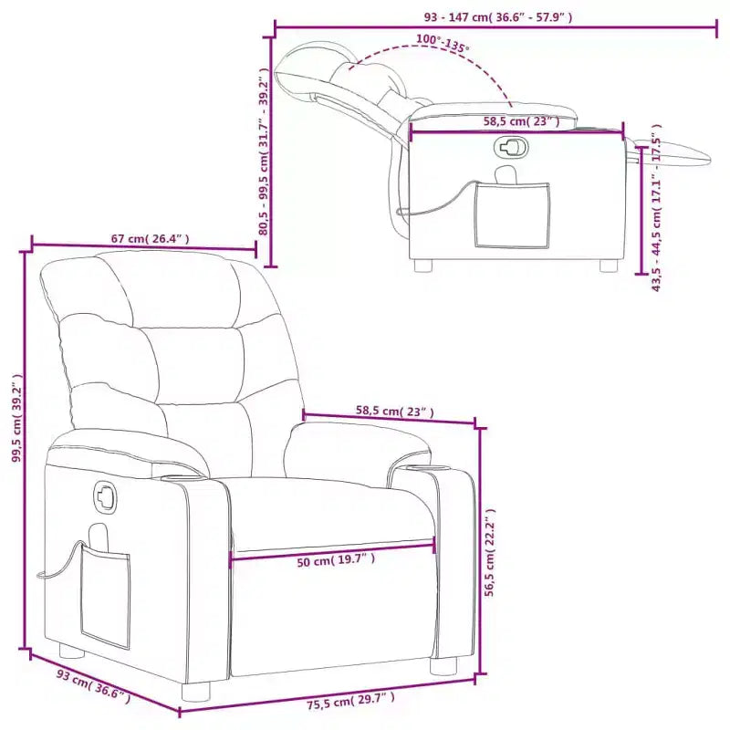 Fauteuil inclinable de massage en similicuir noir