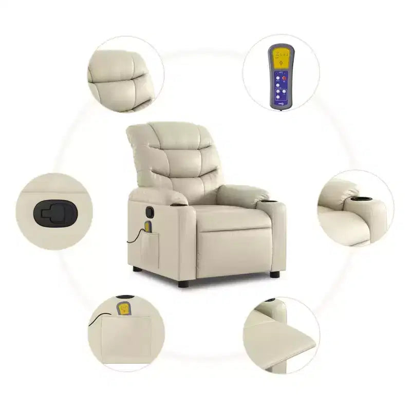 Fauteuil inclinable de massage en similicuir noir