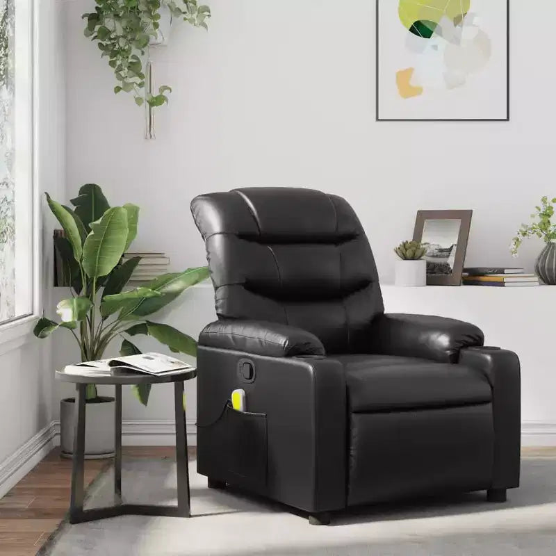 Fauteuil inclinable de massage en similicuir noir
