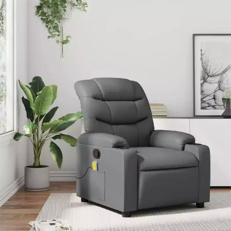 Fauteuil inclinable de massage en similicuir noir