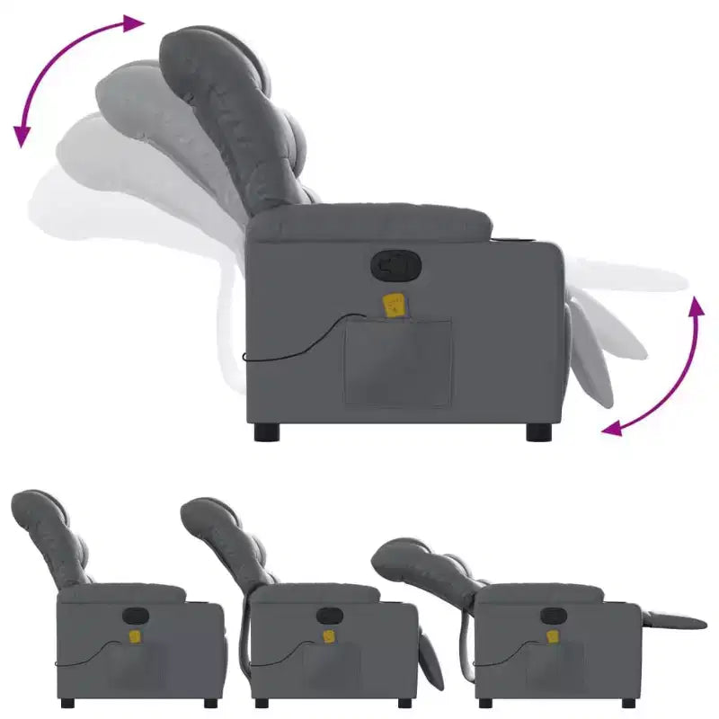 Fauteuil inclinable de massage en similicuir noir