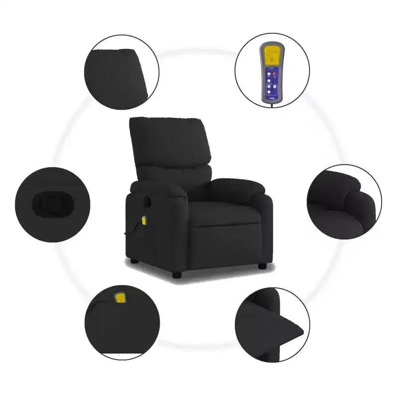 Fauteuil inclinable de massage en similicuir noir