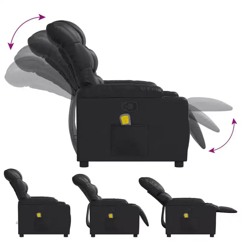 Fauteuil inclinable de massage en similicuir noir