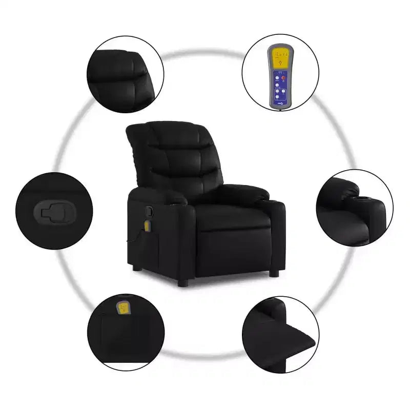 Fauteuil inclinable de massage en similicuir noir