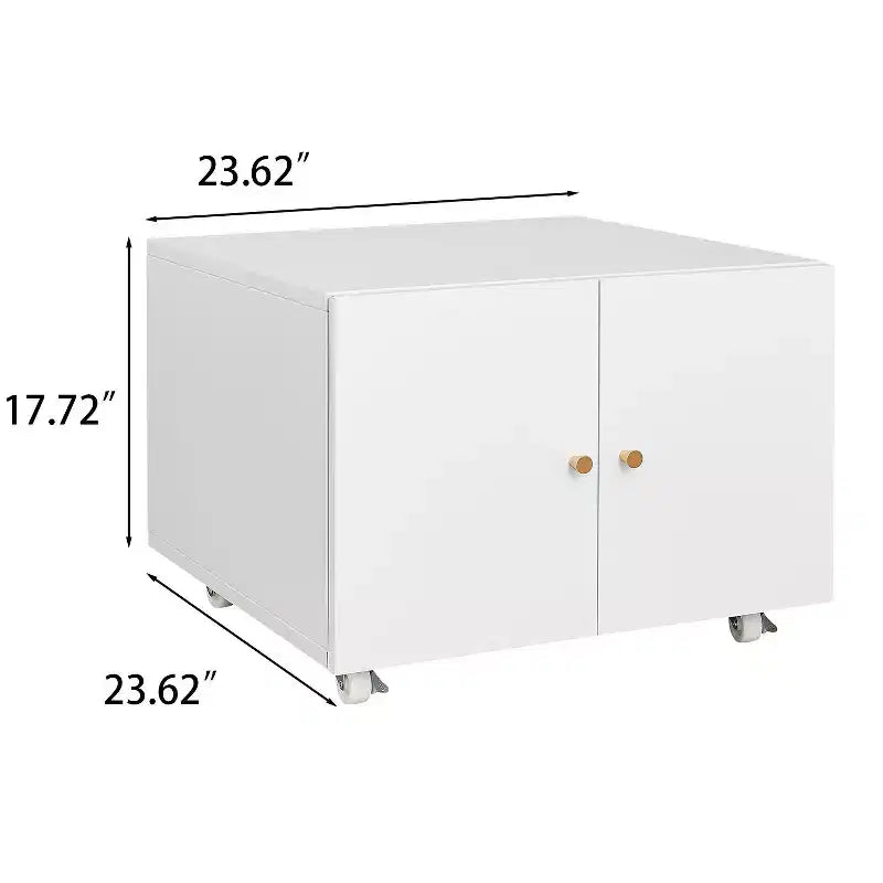 Meuble Classeur Imprimante Mobile Moderne avec Portes et Roues, Meuble de Rangement pour Bureau, Table d'Étude