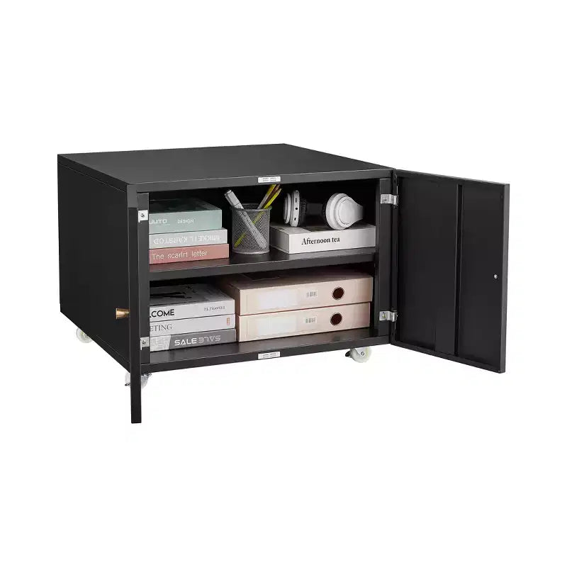 Meuble Classeur Imprimante Mobile Moderne avec Portes et Roues, Meuble de Rangement pour Bureau, Table d'Étude