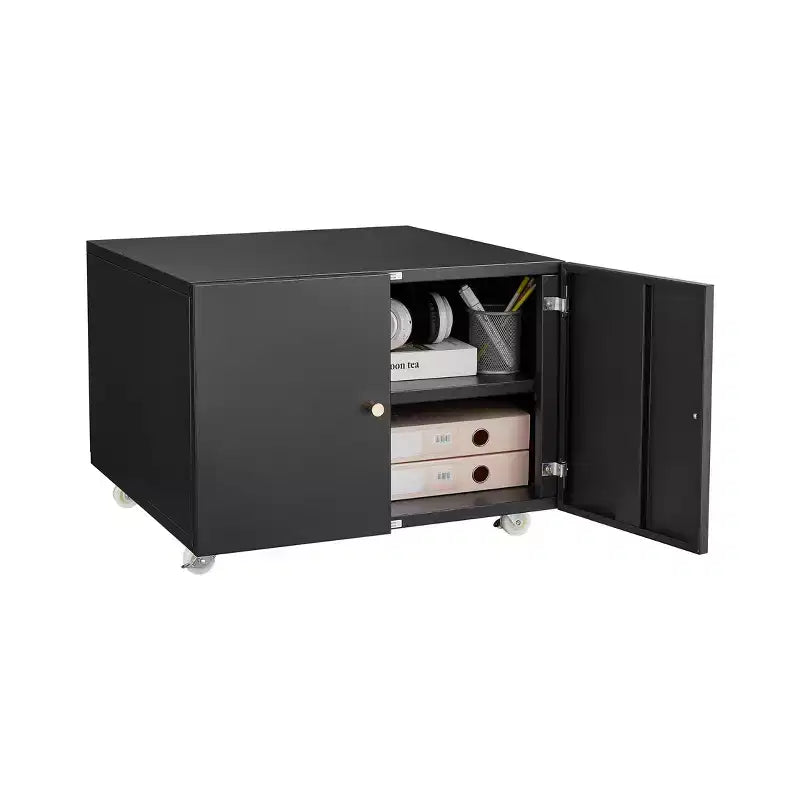 Meuble Classeur Imprimante Mobile Moderne avec Portes et Roues, Meuble de Rangement pour Bureau, Table d'Étude