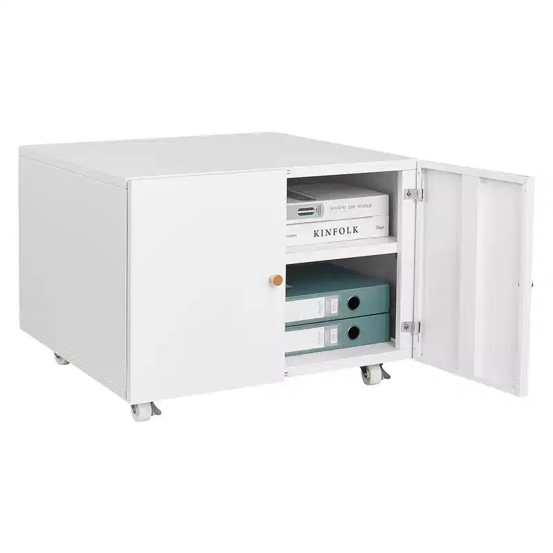 Meuble Classeur Imprimante Mobile Moderne avec Portes et Roues, Meuble de Rangement pour Bureau, Table d'Étude