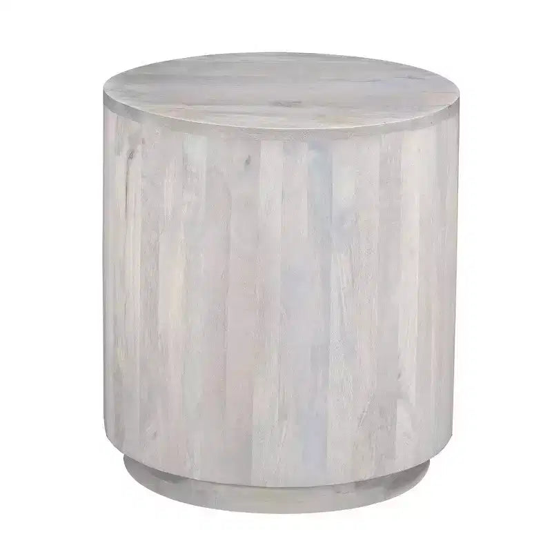 Table d'appoint, plateau rond de 50,8 cm, piédestal cylindrique, manguier blanc chêne
