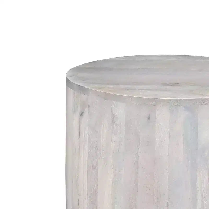 Table d'appoint, plateau rond de 50,8 cm, piédestal cylindrique, manguier blanc chêne
