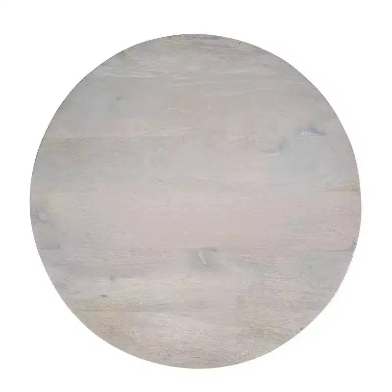 Table d'appoint, plateau rond de 50,8 cm, piédestal cylindrique, manguier blanc chêne