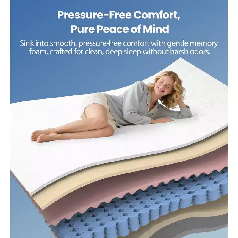 Matelas Queen, matelas en gel de 35,5 cm en boîte, fermeté moyenne, isolation des mouvements, respirant, blanc