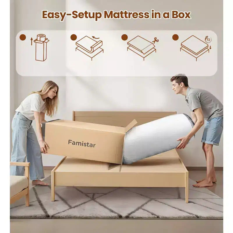 Matelas Queen, matelas en gel de 35,5 cm en boîte, fermeté moyenne, isolation des mouvements, respirant, blanc