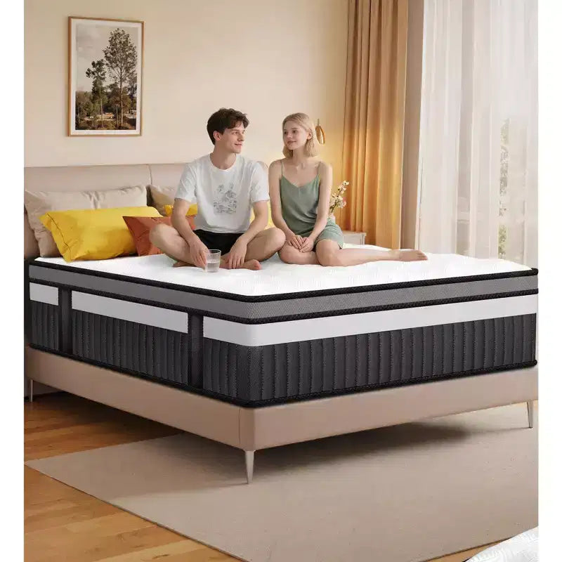 Matelas Queen, matelas en gel de 35,5 cm en boîte, fermeté moyenne, isolation des mouvements, respirant, blanc