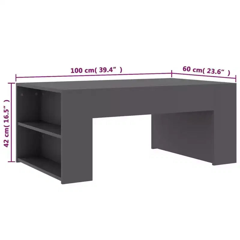 Table basse en bois d'ingénierie gris Table basse de taille moyenne