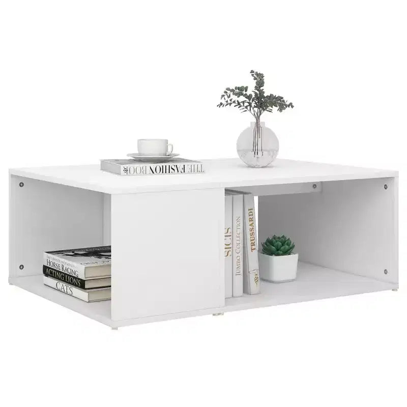 Table basse en bois d'ingénierie noir, taille moyenne, rectangulaire, moderne