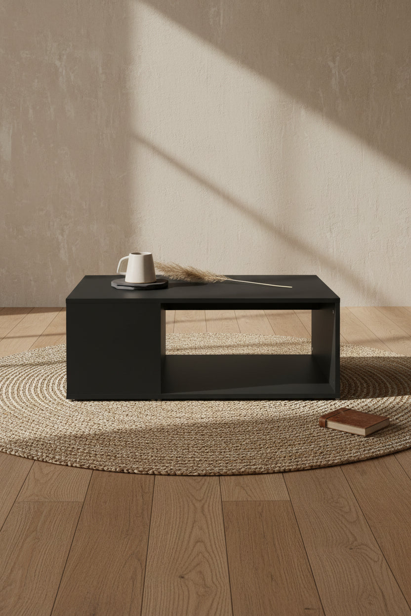 vidaXL Coffee Table Black Engineered Wood Medium Rectangular Modern