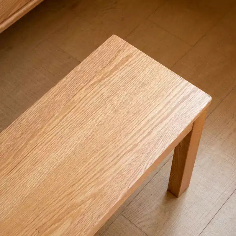 Banc en Chêne Massif, Chaise Rectangulaire avec Renfort Métallique pour Salle à Manger, Salon & Entrée