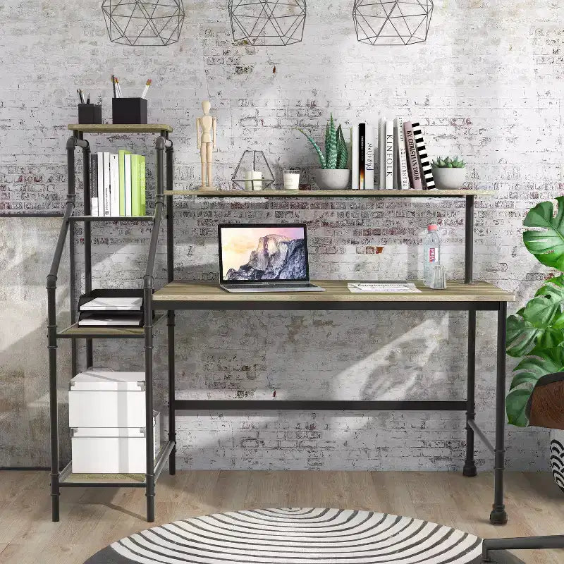 Bureau Phil avec bibliothèque réversible et éclairage LED