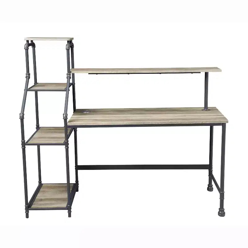 Bureau Phil avec bibliothèque réversible et éclairage LED