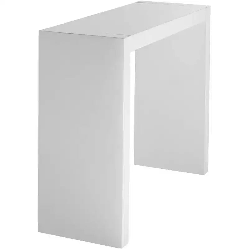Table de bar rectangulaire blanche brillante moderne et minimaliste 50 x 18 pour salon, cuisine, chambre, chevet, entrée, bureau, salle de bain