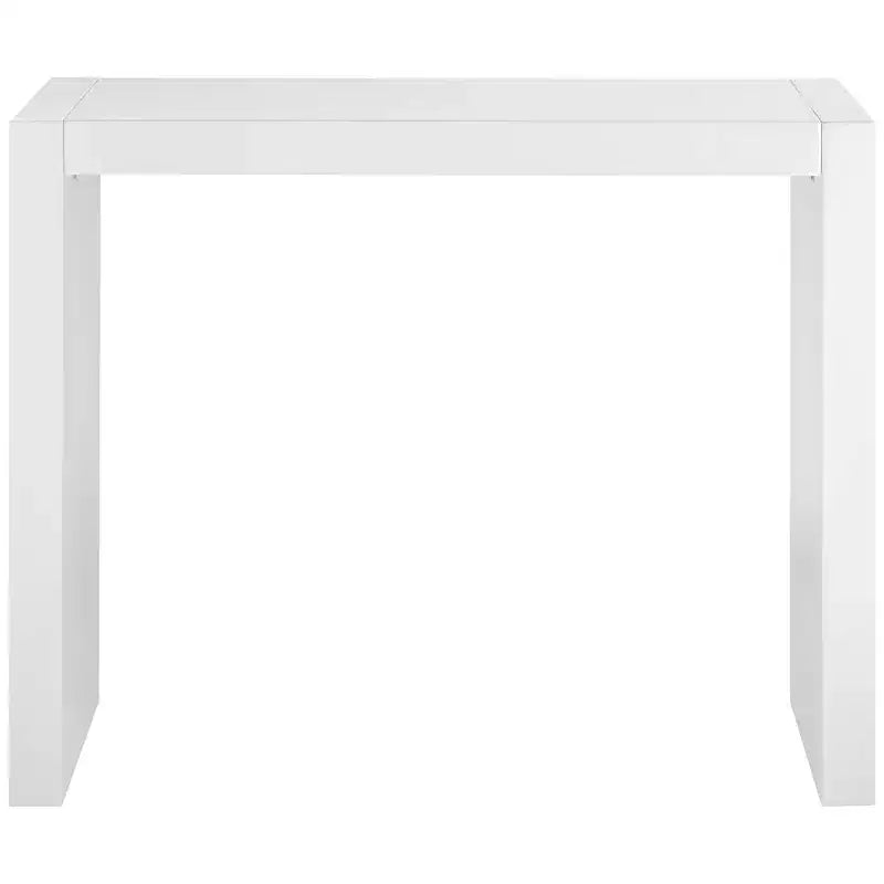 Table de bar rectangulaire blanche brillante moderne et minimaliste 50 x 18 pour salon, cuisine, chambre, chevet, entrée, bureau, salle de bain