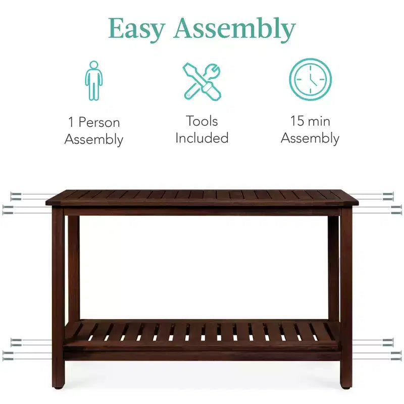 Table console en bois à 2 étagères de 122 cm pour intérieur et extérieur, buffet multifonctionnel, rangement de bar
