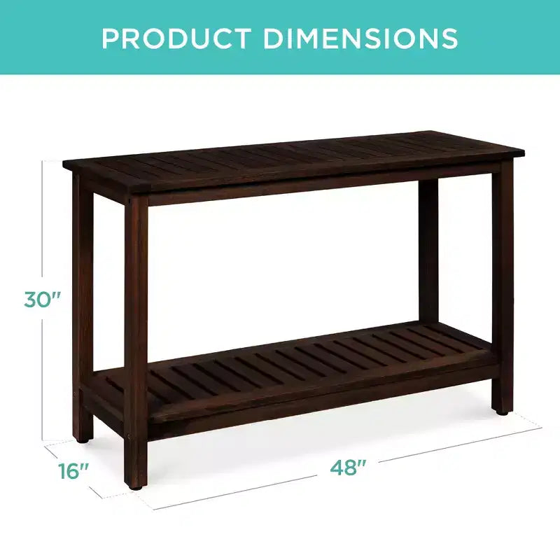 Table console en bois à 2 étagères de 122 cm pour intérieur et extérieur, buffet multifonctionnel, rangement de bar