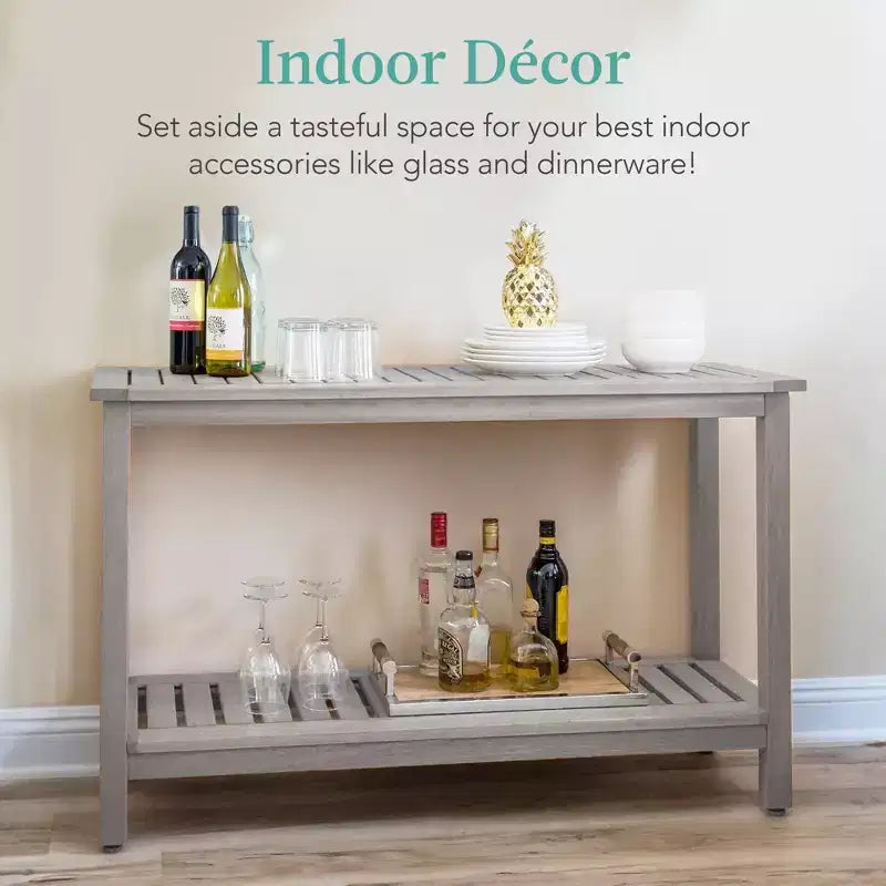 Table console en bois à 2 étagères de 122 cm pour intérieur et extérieur, buffet multifonctionnel, rangement de bar