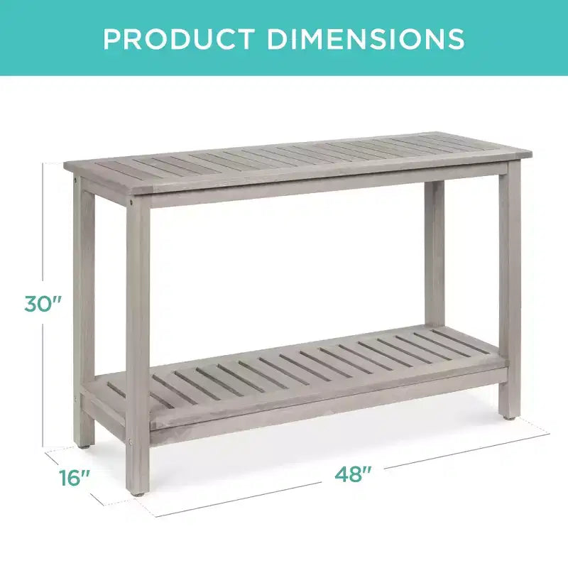Table console en bois à 2 étagères de 122 cm pour intérieur et extérieur, buffet multifonctionnel, rangement de bar