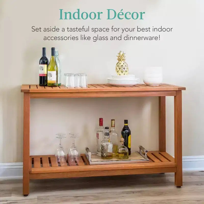 Table console en bois à 2 étagères de 122 cm pour intérieur et extérieur, buffet multifonctionnel, rangement de bar