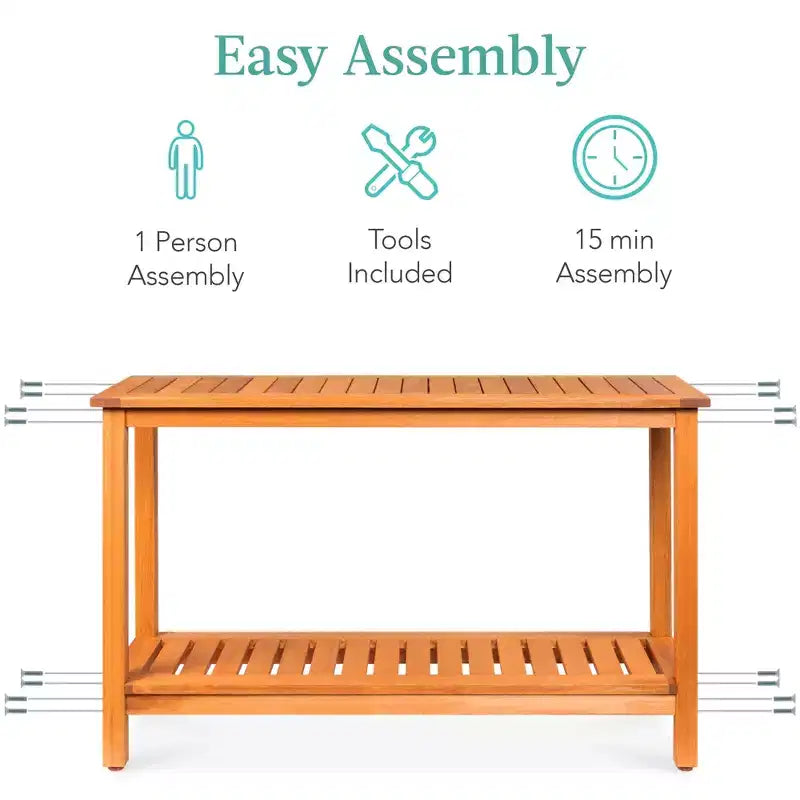 Table console en bois à 2 étagères de 122 cm pour intérieur et extérieur, buffet multifonctionnel, rangement de bar