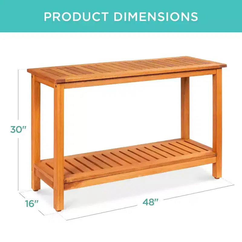Table console en bois à 2 étagères de 122 cm pour intérieur et extérieur, buffet multifonctionnel, rangement de bar
