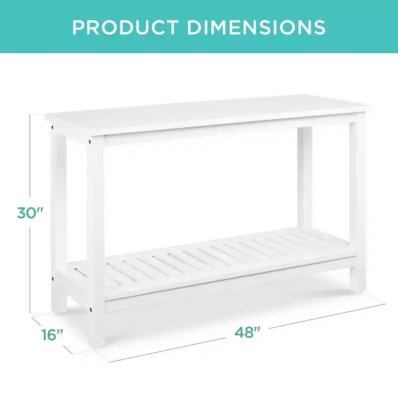 Table console en bois à 2 étagères de 122 cm pour intérieur et extérieur, buffet multifonctionnel, rangement de bar