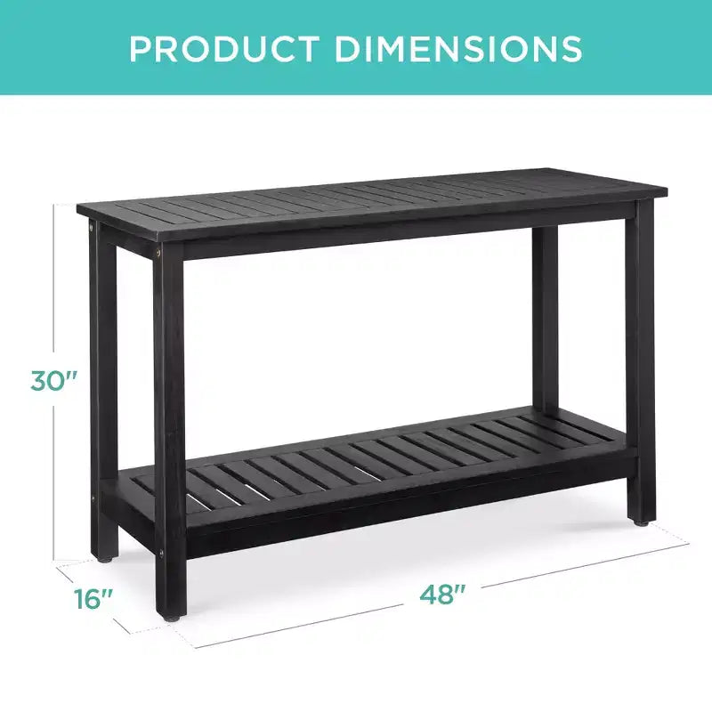 Table console en bois à 2 étagères de 122 cm pour intérieur et extérieur, buffet multifonctionnel, rangement de bar