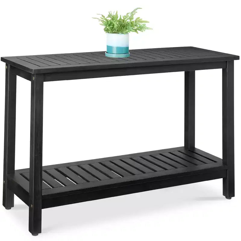 Table console en bois à 2 étagères de 122 cm pour intérieur et extérieur, buffet multifonctionnel, rangement de bar